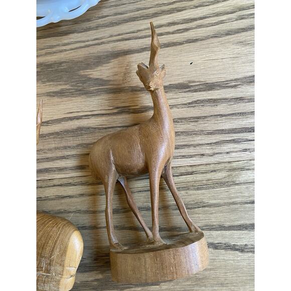 Vintage Hand Carved Wooden Gazelle Set Antelope Deer Made in Kenya Africa - Picture 3 of 7